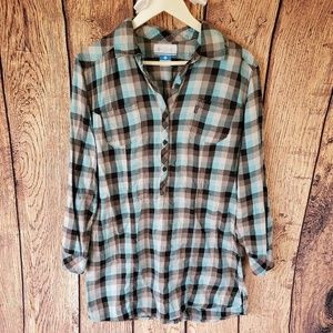 Columbia Tunic Long Sleeve Plaid Shirt